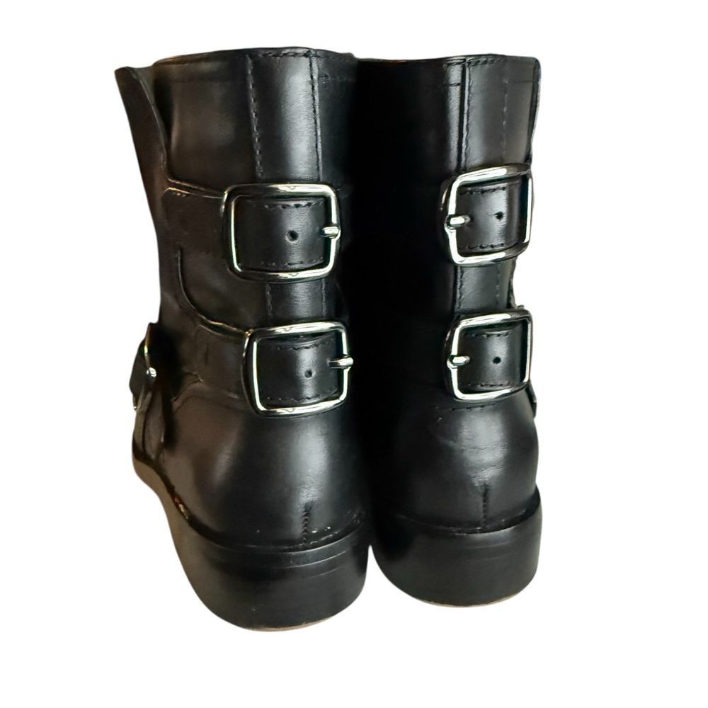 Franco Sarto Women's Prina Block Heel Moto Ankle Boots Black Leather Size 8 - Picture 7 of 12